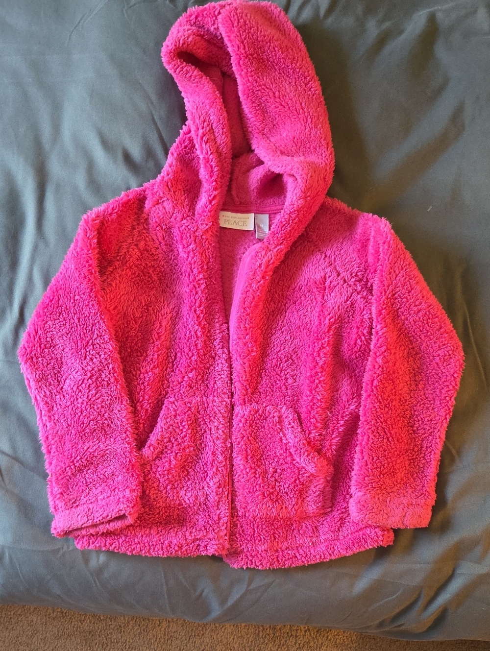 The Children's Place Plush Hooded Fuzzy Jacket - Bright Pink